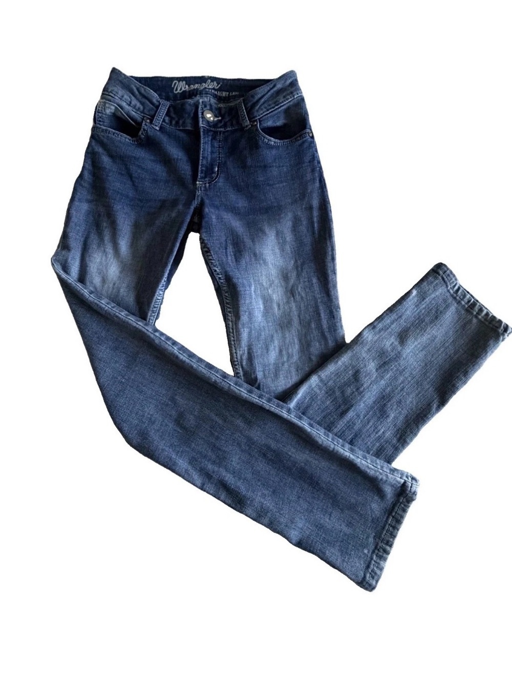 Wrangler Straight Leg Jeans Jrs 3x32 Blue Med Wash Low Rise Stretch Western